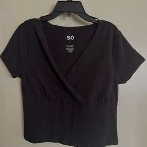 Black wrap top with V-neck